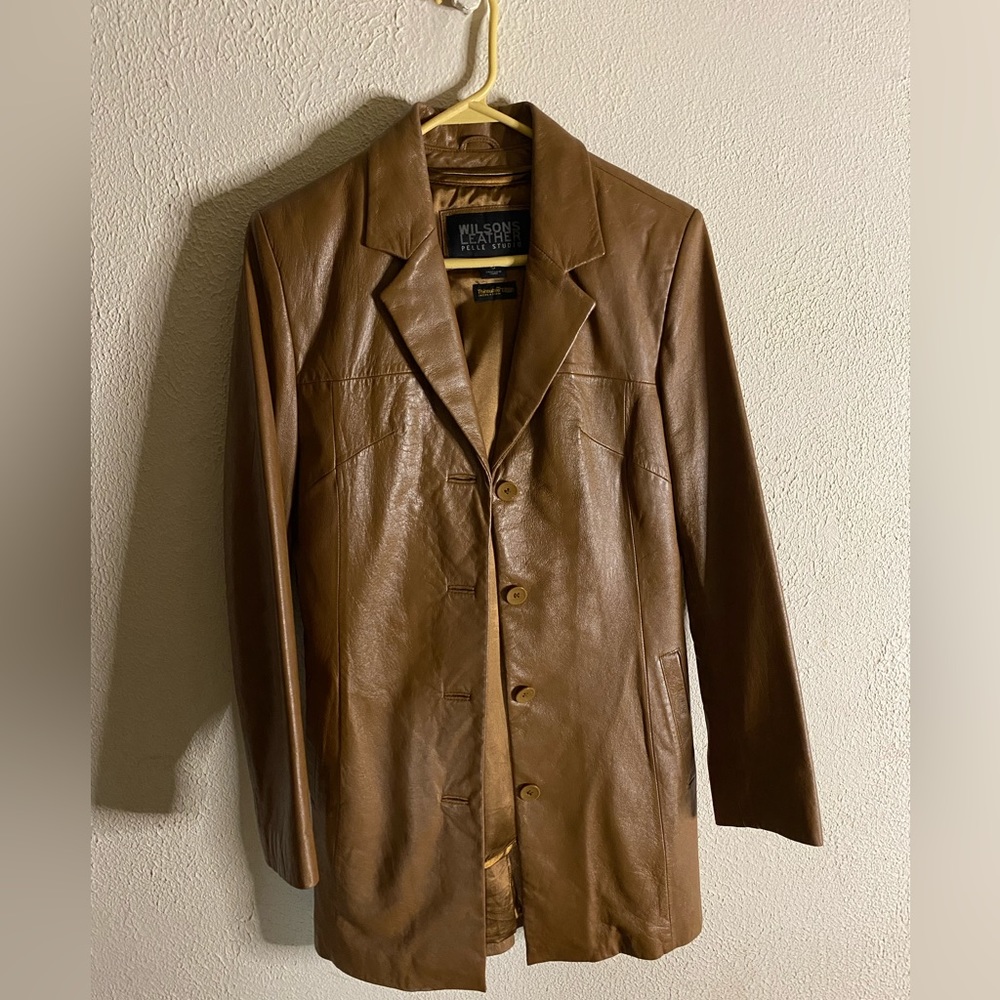 Pea Coat,  Wilsons Leather light brown/tan Insulated Midi Car